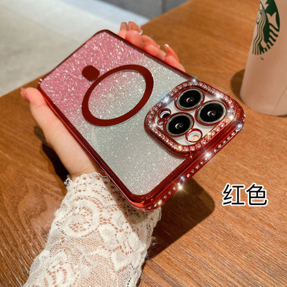 Electroplating Gradient Glitter Rhinestone Mobile Phone Cases