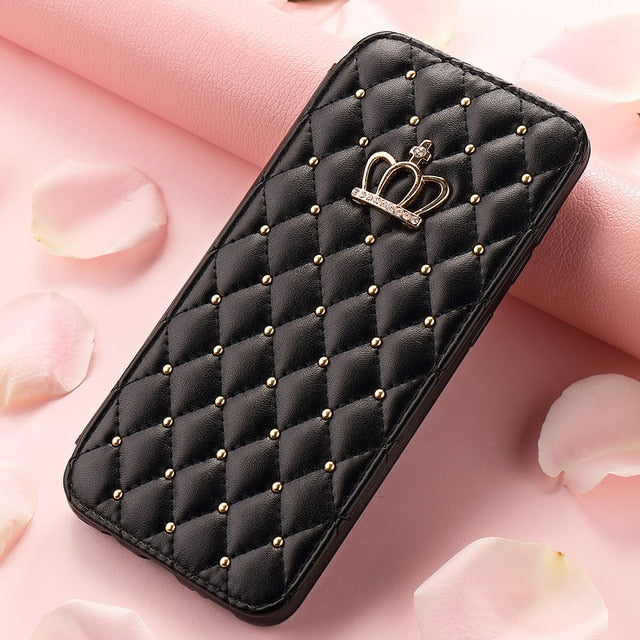 Premium Crown Card Leather Samsung Phone Case