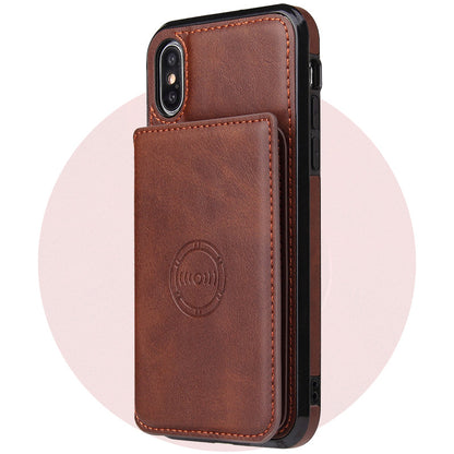 Leather Phone Case with Card Wallet brown