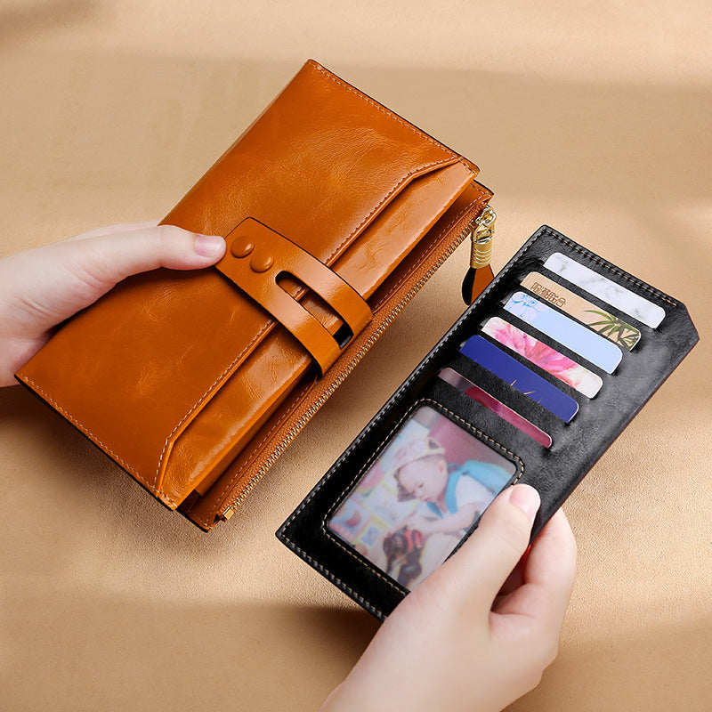 Women's Multi-Card Buckle Long Leather Wallets