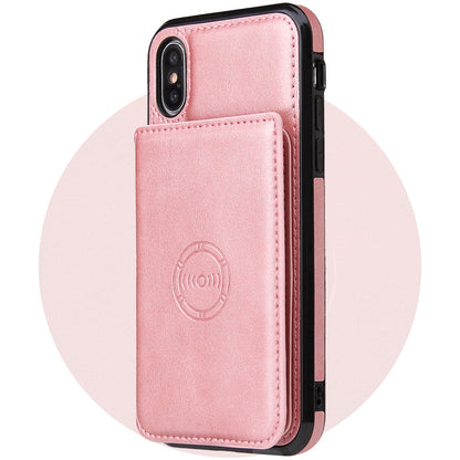 Leather Phone Case with Card Wallet pink