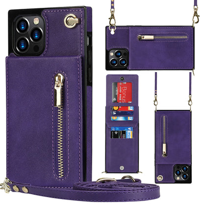 Back Messenger Zip Phone Case in PU Leather for Women