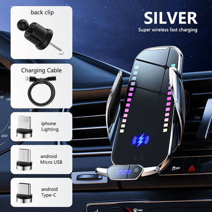 Wireless Charging Car Phone Holder with Intelligent Sound Wave Activation