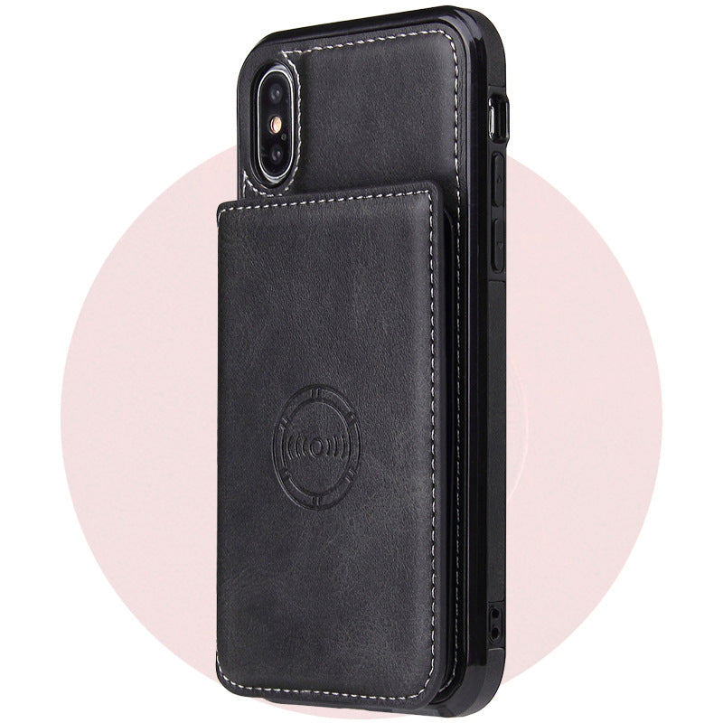 Leather Phone Case with Card Wallet black