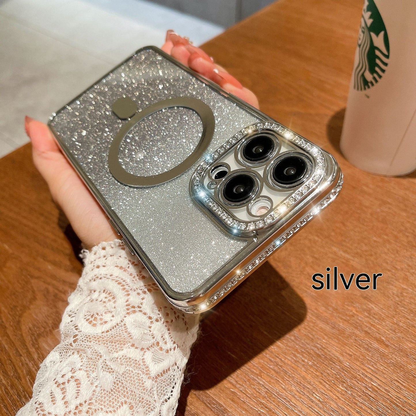 Electroplating Gradient Glitter Rhinestone Mobile Phone Cases