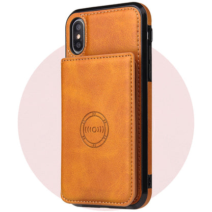 Leather Phone Case with Card Wallet light brown