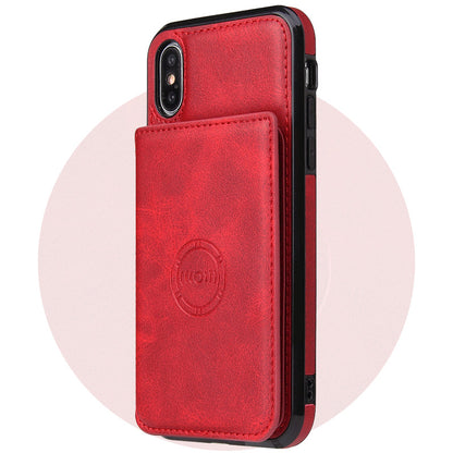 Leather Phone Case with Card Wallet red