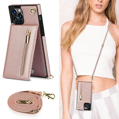 Back Messenger Zip Phone Case in PU Leather for Women