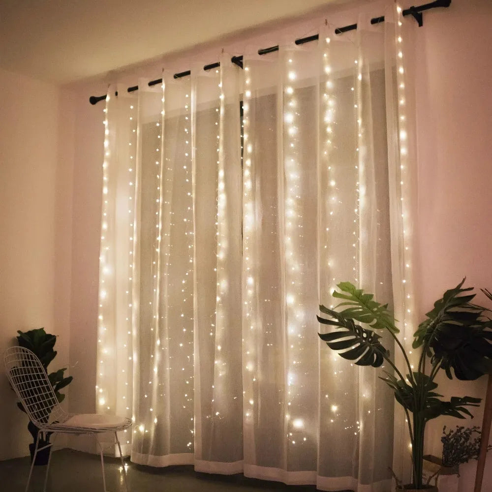 Merry Christmas Home Decor Curtain Garland Lights