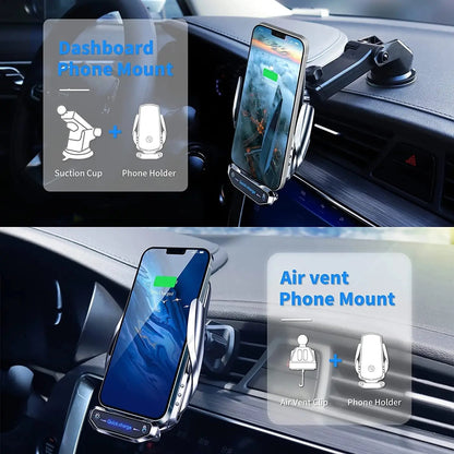 15W Magnetic Wireless Car Charger Stand for iPhone, Android