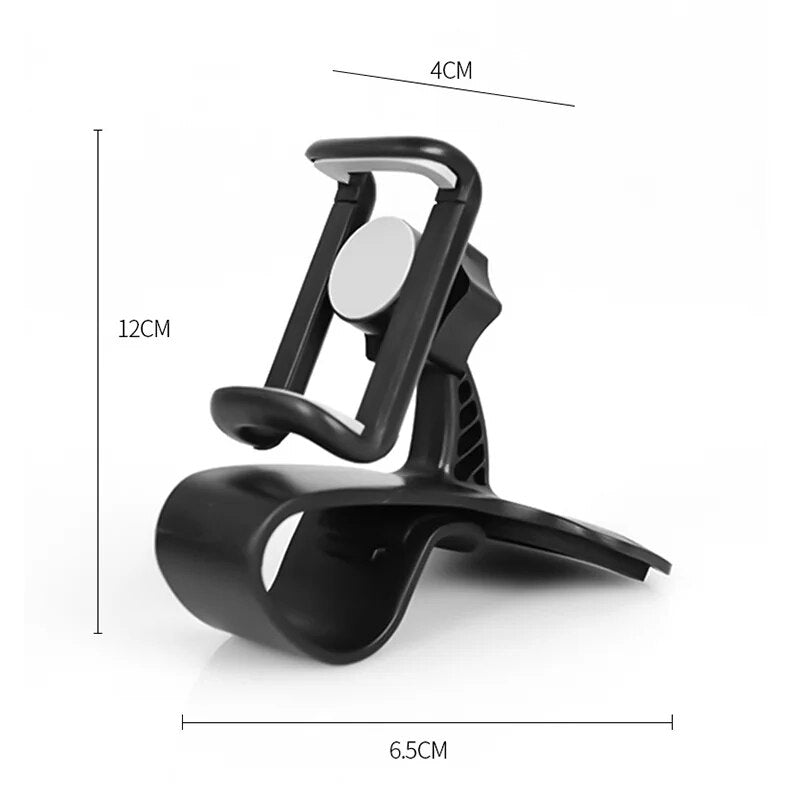 Universal Dashboard Car Phone Holder with Easy Clip Mount for GPS Navigation.