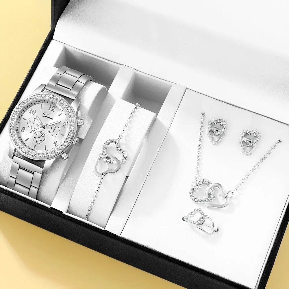 Wristwatch and Bracelet Set silver