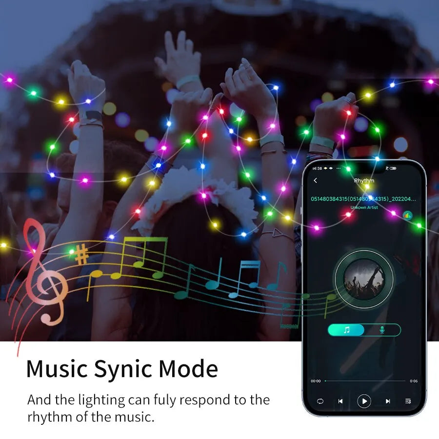 Christmas LED Fairy Lights: Indoor/Outdoor RGB Bluetooth APP Control