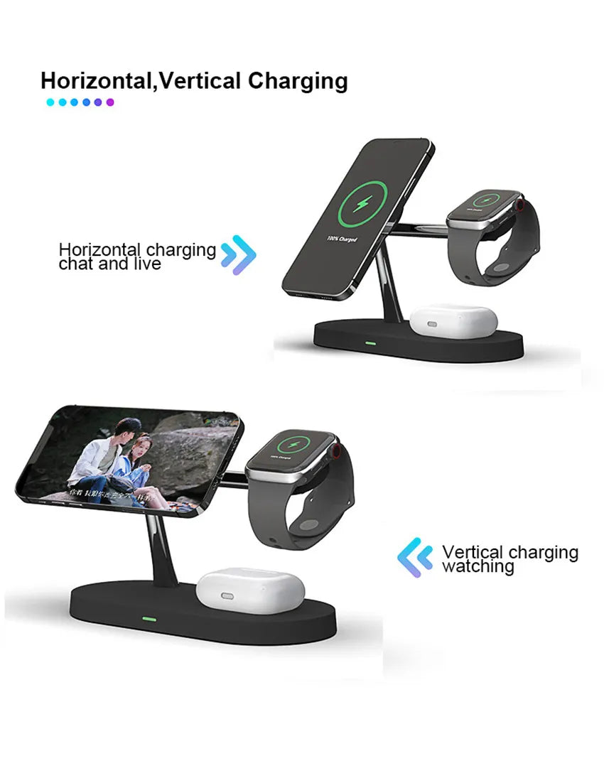 Magnetic Wireless Charger Stand for iPhone, Apple Watch, and AirPods