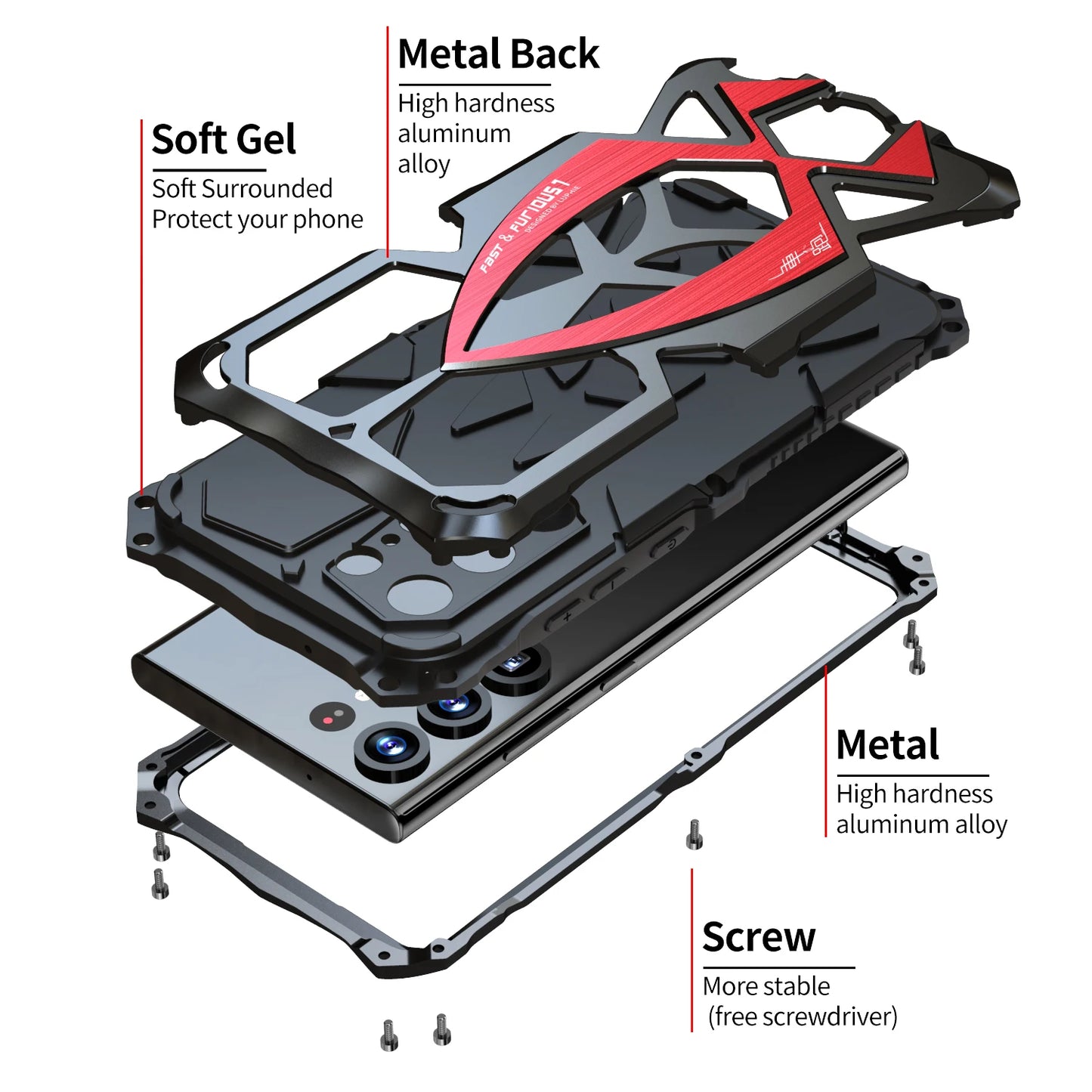 Luxury Aluminum Metal Silicone Shockproof Case For Samsung Galaxy S23 Ultra S22 Ultra ,S24 Ultra, Cover shell