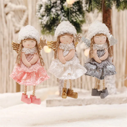 Adorable Pink Plush Angel Ornaments for Christmas Decor and Gift Giving