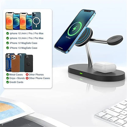 Magnetic Wireless Charger Stand for iPhone, Apple Watch, and AirPods