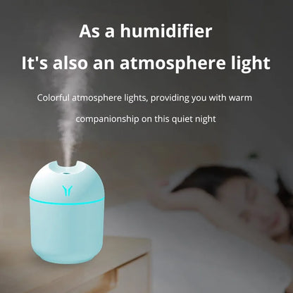 White Ultrasonic Air Humidifier with USB, Light, and Aroma Diffuser