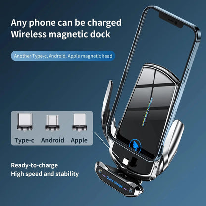 15W Magnetic Wireless Car Charger Stand for iPhone, Android