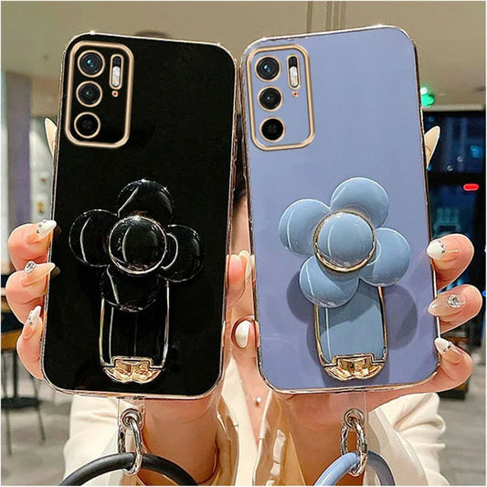 Luxury Flower Tie Rod Stand Case for Samsung