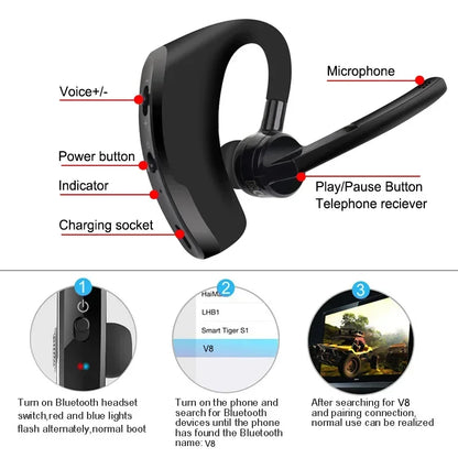 Bluetooth Earphones: Wireless Stereo, HD Mic, Hands-Free Kit