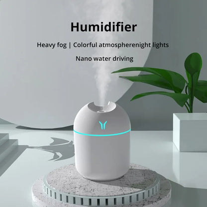 White Ultrasonic Air Humidifier with USB, Light, and Aroma Diffuser