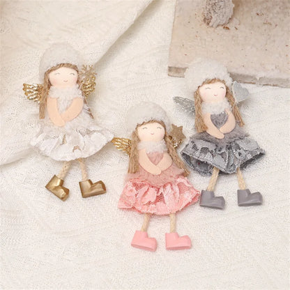 Adorable Pink Plush Angel Ornaments for Christmas Decor and Gift Giving