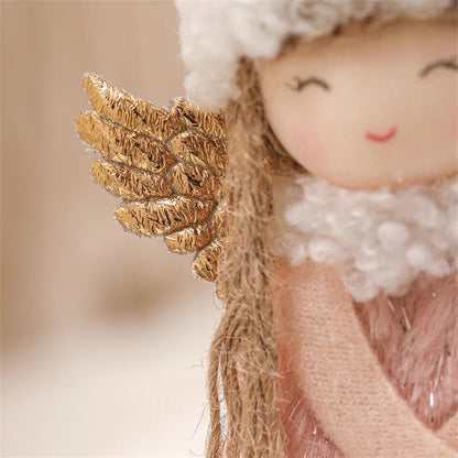 Adorable Pink Plush Angel Ornaments for Christmas Decor and Gift Giving