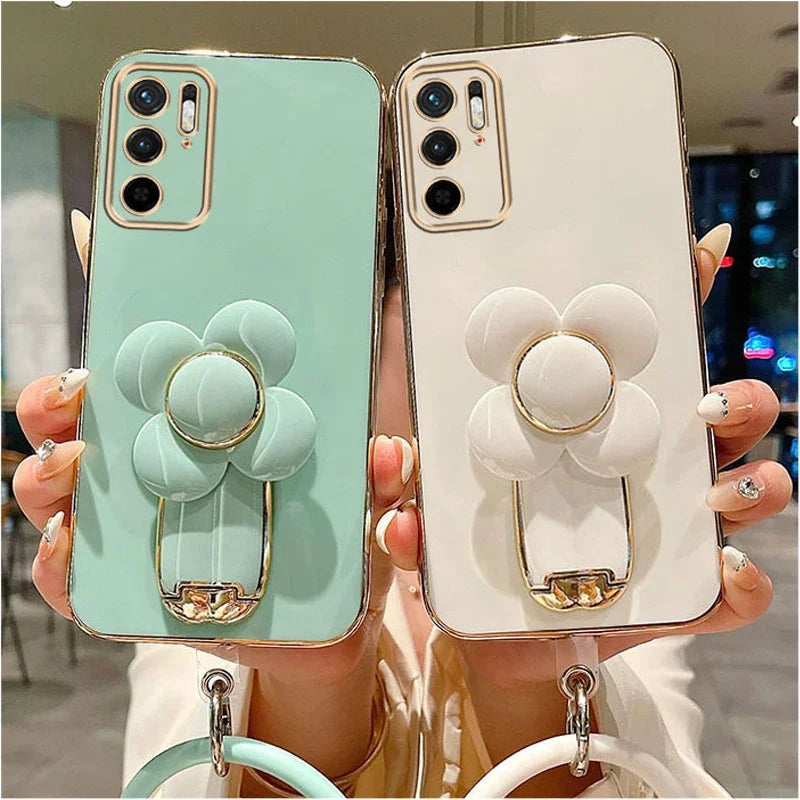 Luxury Flower Tie Rod Stand Case for Samsung