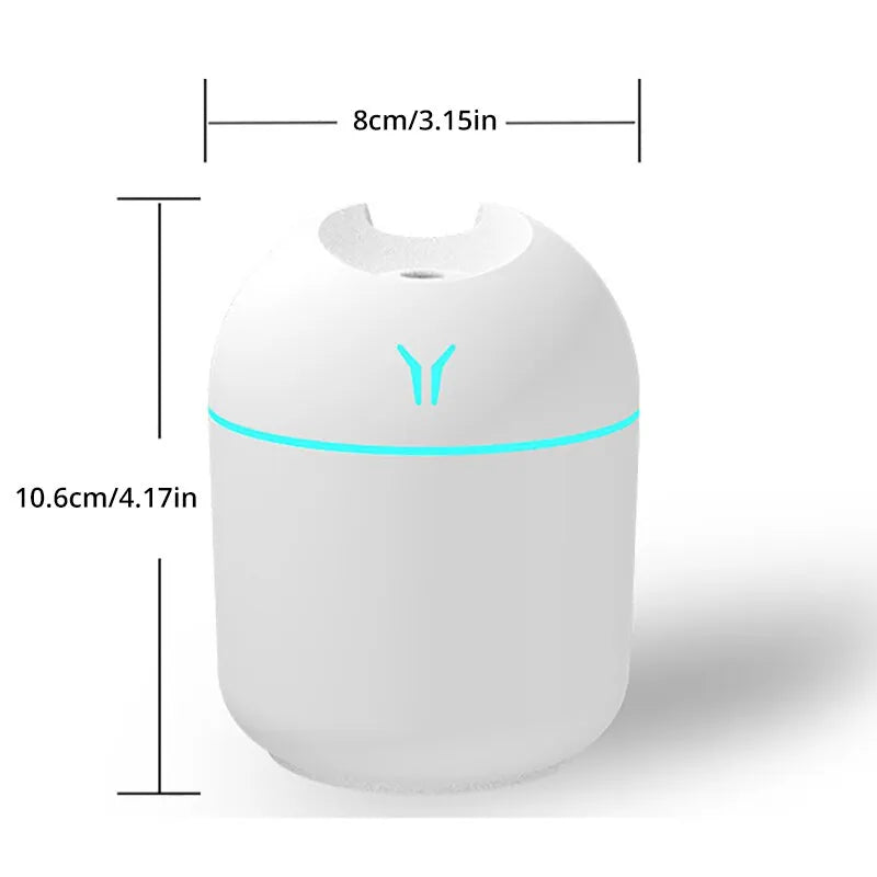 White Ultrasonic Air Humidifier with USB, Light, and Aroma Diffuser