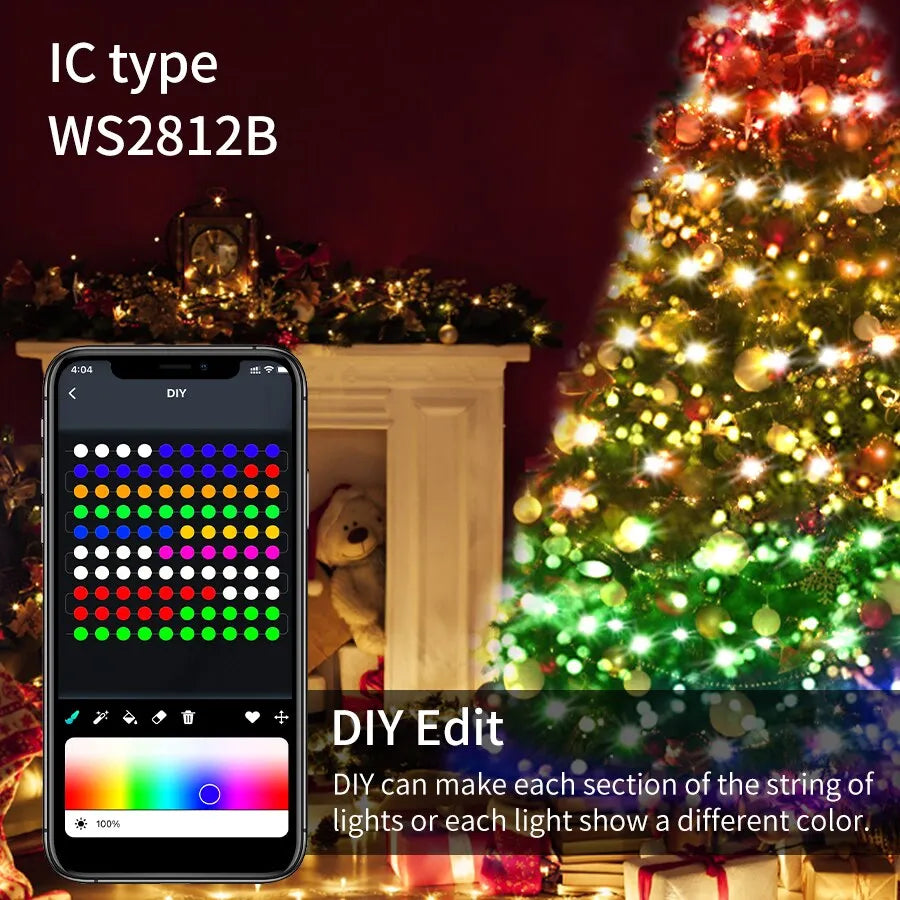 Christmas LED Fairy Lights: Indoor/Outdoor RGB Bluetooth APP Control