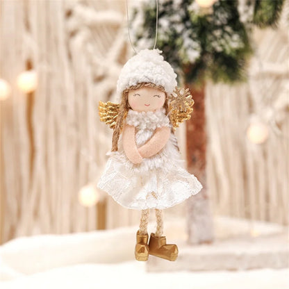 Adorable Pink Plush Angel Ornaments for Christmas Decor and Gift Giving