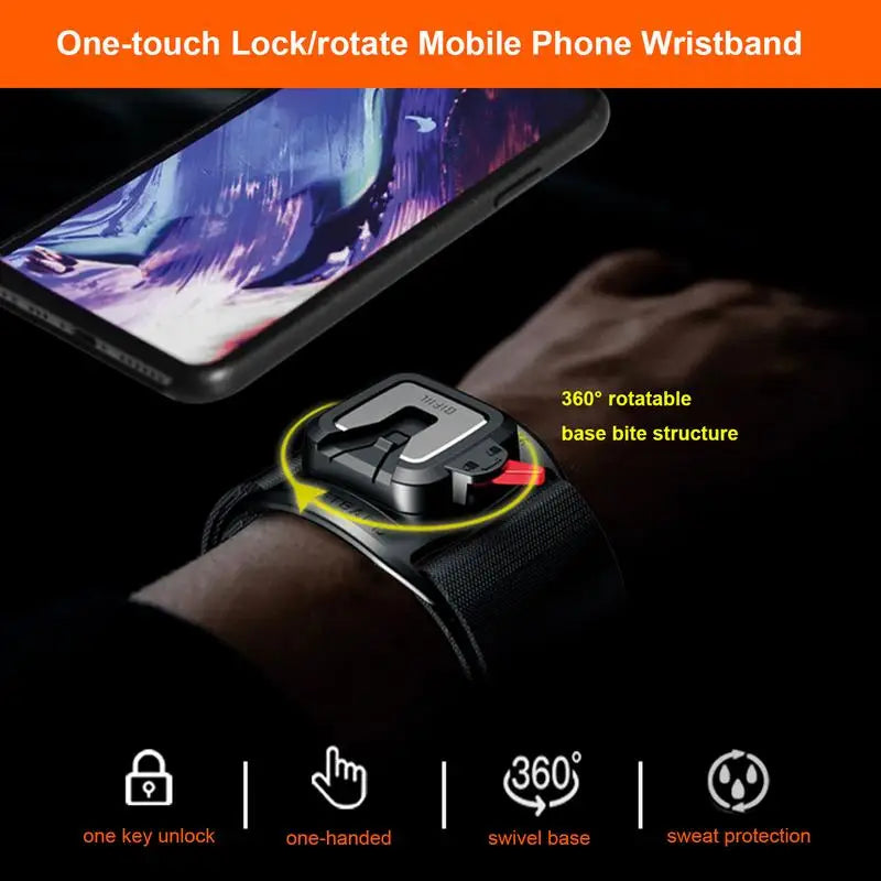 Wristband Phone Holder for gym, jogging and work - 360 Rotatable