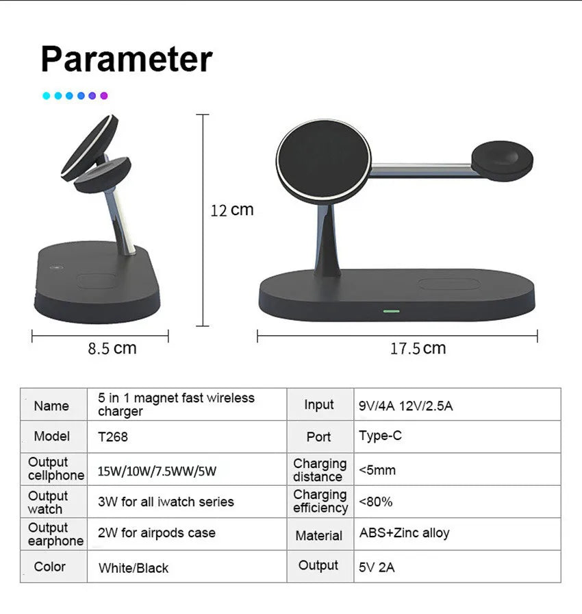 Magnetic Wireless Charger Stand for iPhone, Apple Watch, and AirPods