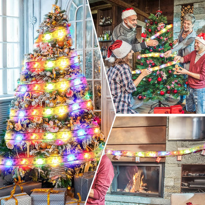 Band-Fee-Licht-Weihnachtsdekoration-Weihnachtsbaum-Verzierungen für Zuhause