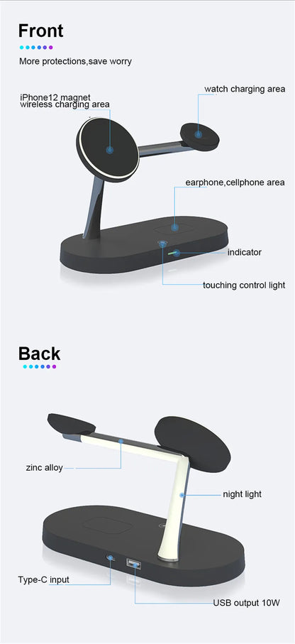 Magnetic Wireless Charger Stand for iPhone, Apple Watch, and AirPods