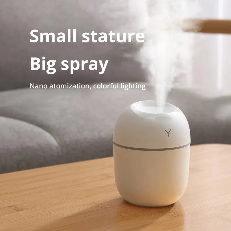 White Ultrasonic Air Humidifier with USB, Light, and Aroma Diffuser