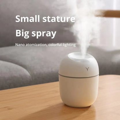 White Ultrasonic Air Humidifier with USB, Light, and Aroma Diffuser