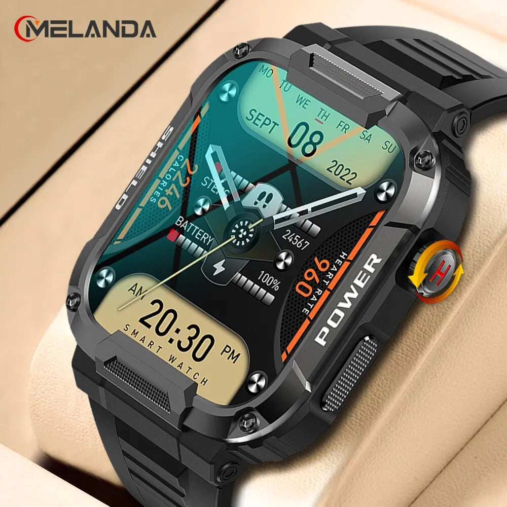 MELANDA militaire smartwatch: Bluetooth-oproep, fitnesstracker voor Xiaomi Android iOS