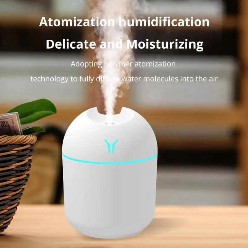 White Ultrasonic Air Humidifier with USB, Light, and Aroma Diffuser