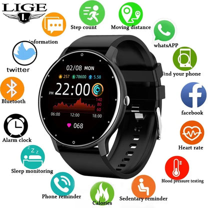 Full Touch Screen Sport Fitness Smart Watch for Men Women