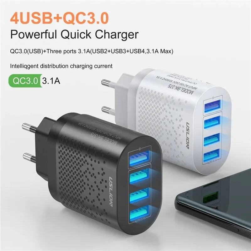 USLION 48W 4-Port USB Fast Charger