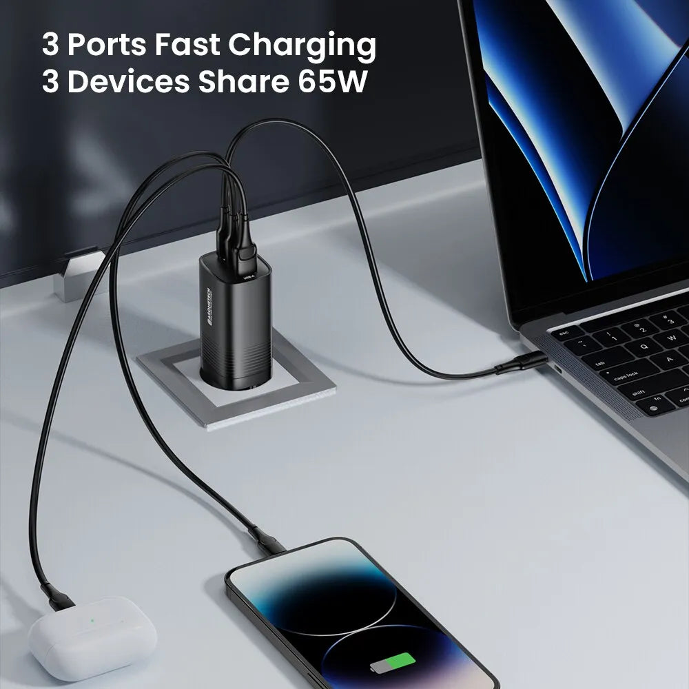 Type-C 65W GaN Fast Charger for MacBook, Tablets, iPhone, Samsung