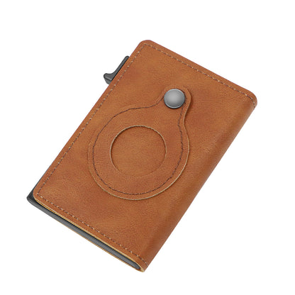 Men's Minimalist Genuine Leather Wallet with RFID for AirTag