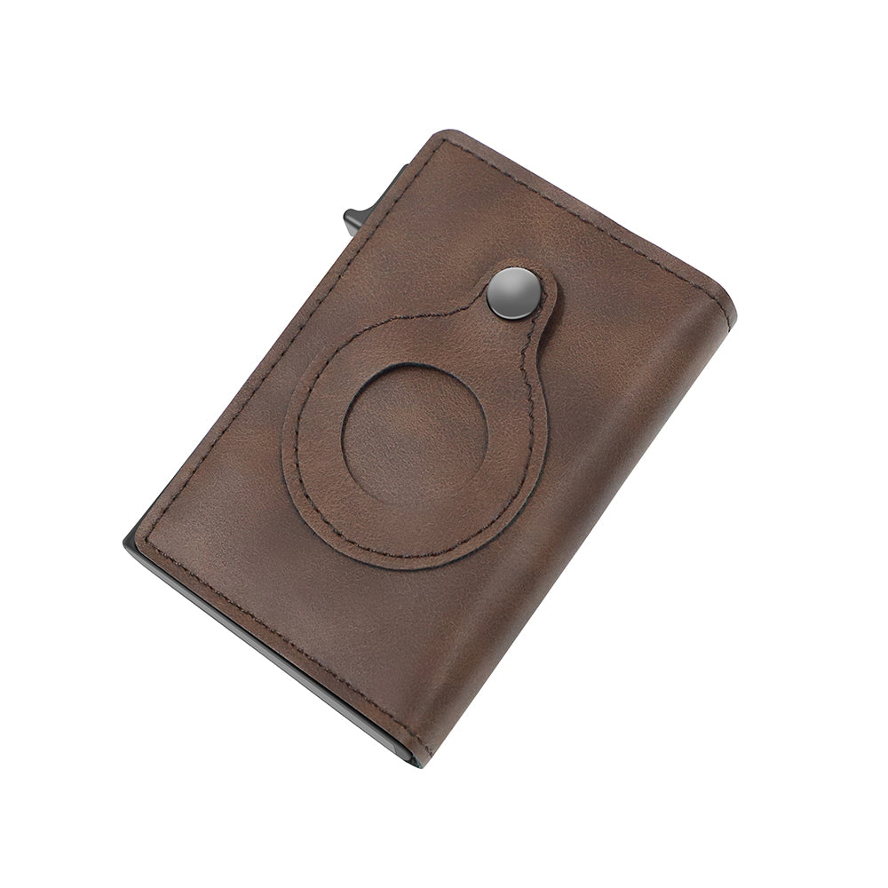 Men's Minimalist Genuine Leather Wallet with RFID for AirTag