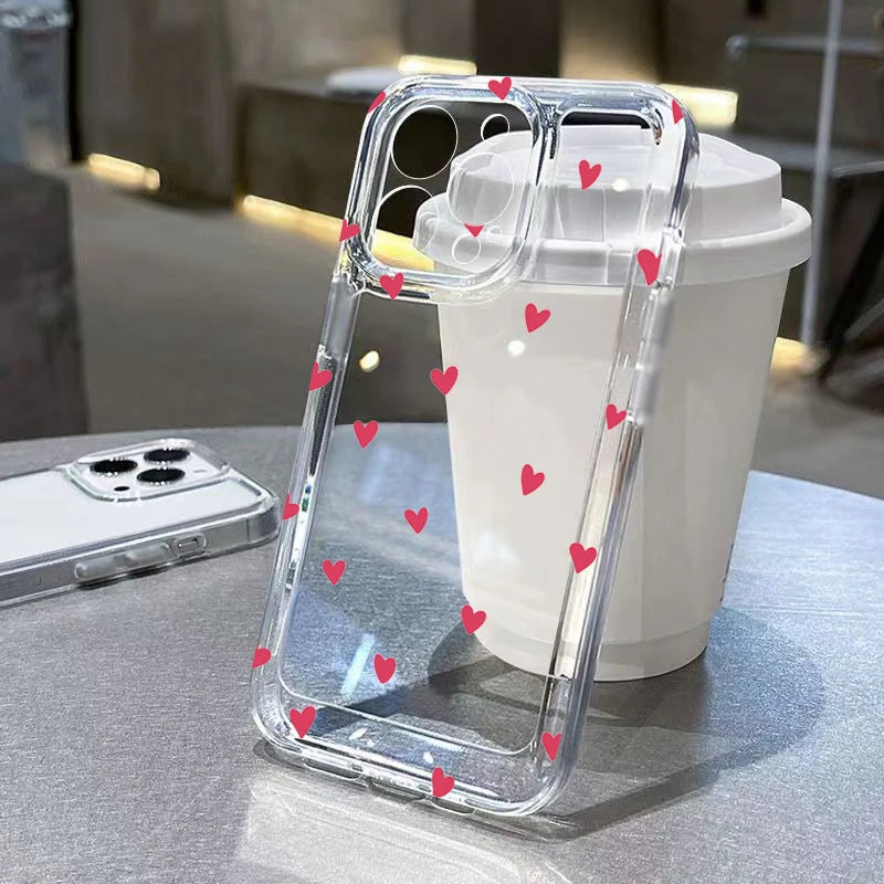 Transparent and Anti-Scratch Protection, Heart Design Silicone Bumper Case for iPhone 15