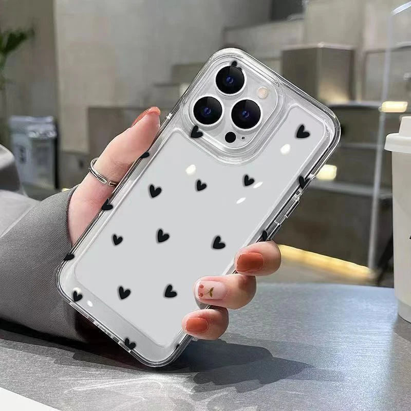 Transparent and Anti-Scratch Protection, Heart Design Silicone Bumper Case for iPhone 15