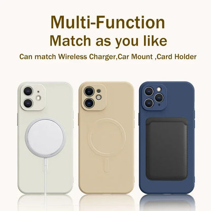 Multiple color options available for Magnetic Liquid Silicone Case, compatible with iPhone 11-15 collection