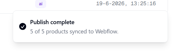 Publish complete toast after publishing DE